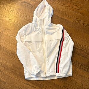 Moncler White Jacket with Red and Black Stripe